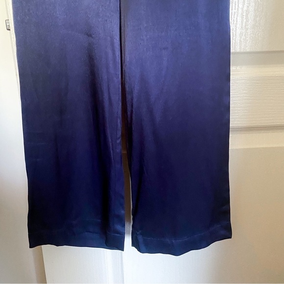 Rouje Jumpsuit Line Satin Buttoned Puff-Sleeve Navy Wedding Marine 34 NWT - Picture 3 of 10